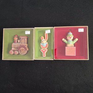 Hallmark 3 Ornaments from the Tree Trimmer Collection Train Jack-in-the-Box NIB